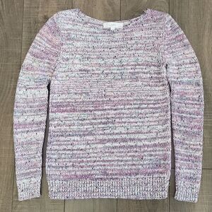 LOFT Pink Crew Neck Sweater Classic Knit Women's Size XXSP